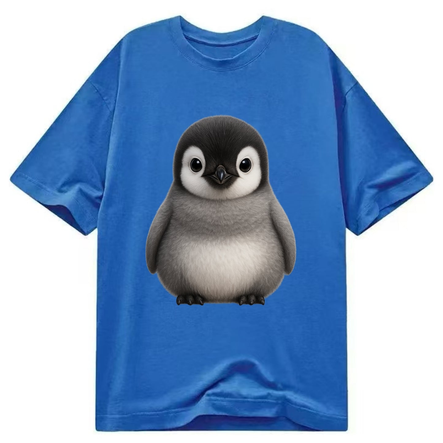 Baby Adelie Penguin - black and white, round body, curious eyes, front-facing, - Classic T-shirt - Blue