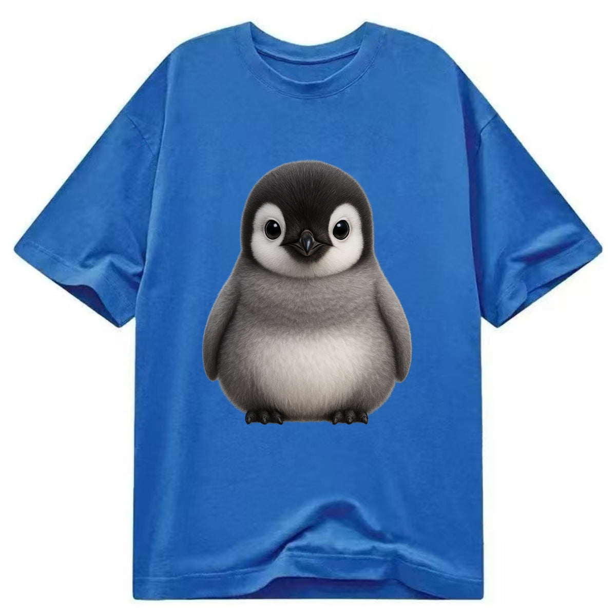 Baby Adelie Penguin - black and white, round body, curious eyes, front-facing, - Classic T-shirt - Blue