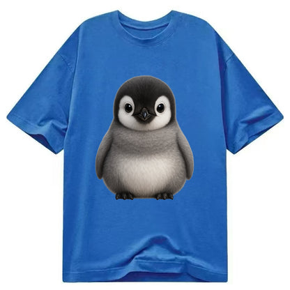 Baby Adelie Penguin - black and white, round body, curious eyes, front-facing, - Classic T-shirt - Blue