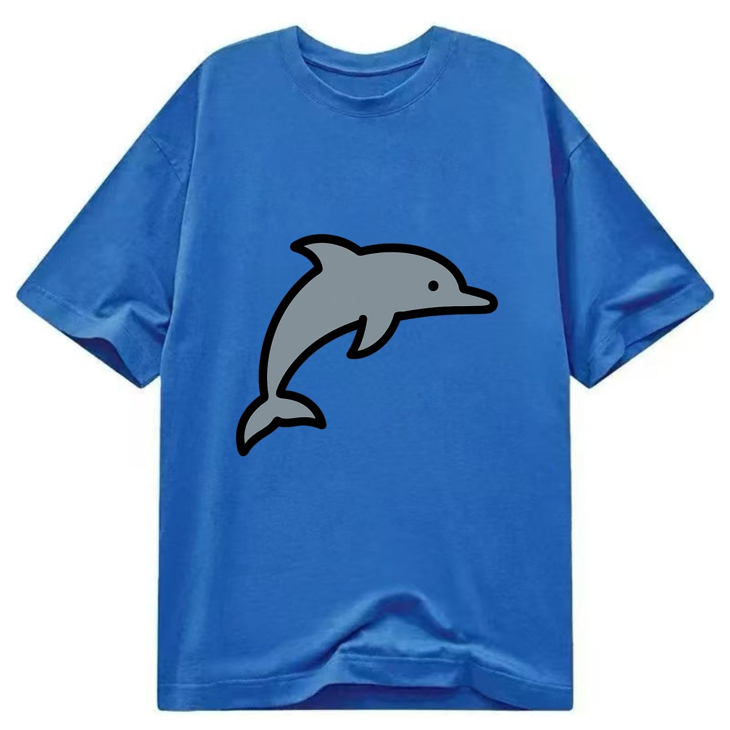 Bottlenose Dolphin - Gray jumping pose flat side profile - Classic T-shirt - Blue