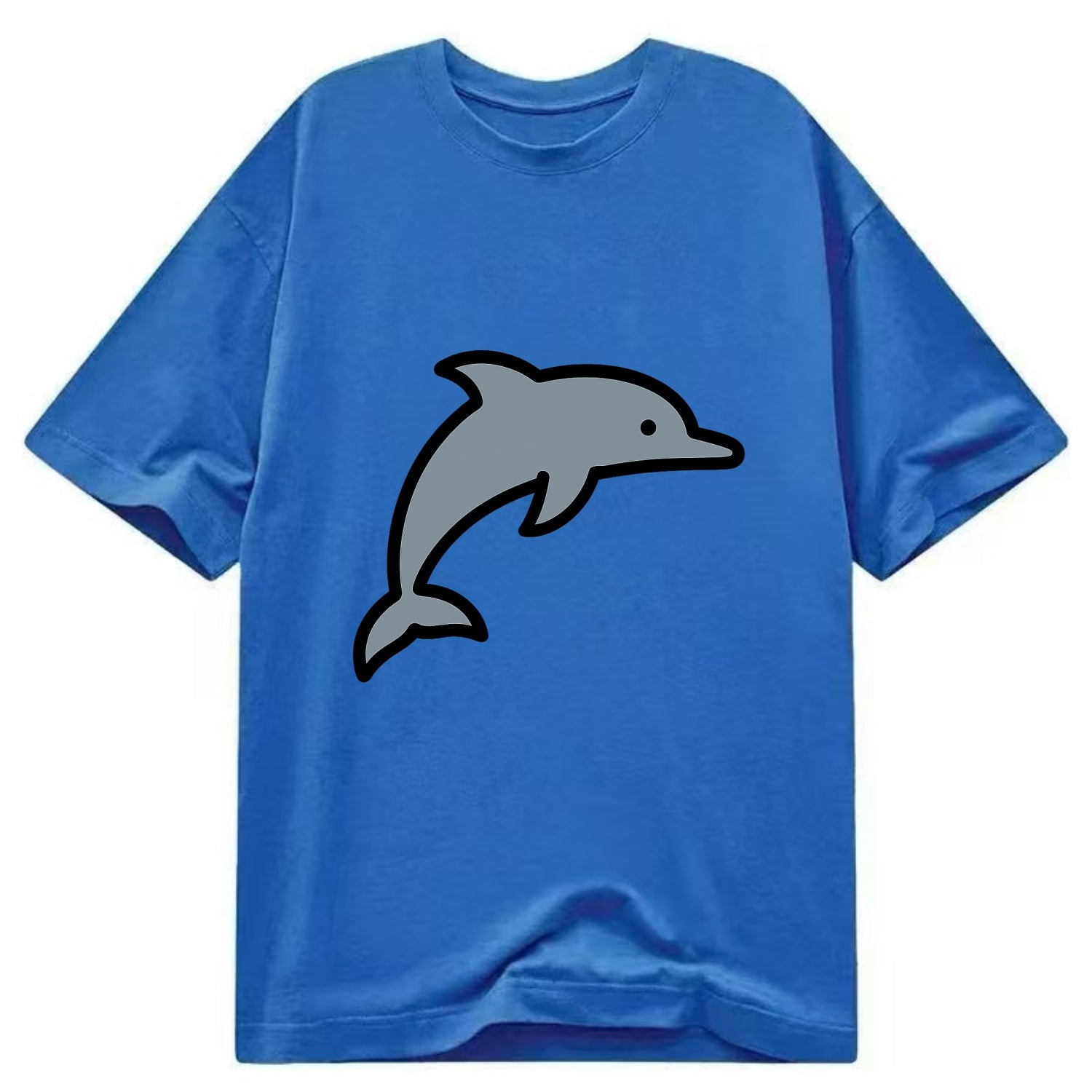 Bottlenose Dolphin - Gray jumping pose flat side profile - Classic T-shirt - Blue