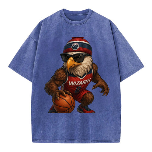 DC Eagle wearing Wizards red white and blue beanie with monument patch and - Vintage T-shirt