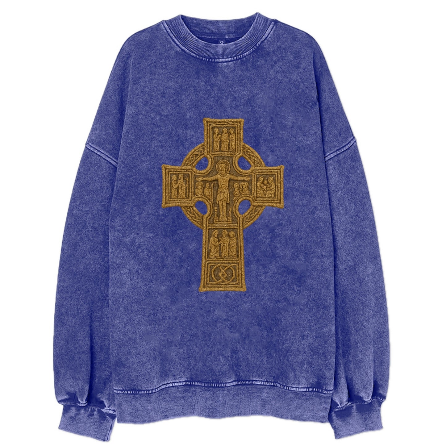 Monasterboice Cross - Vintage Sweatshirt - Blue