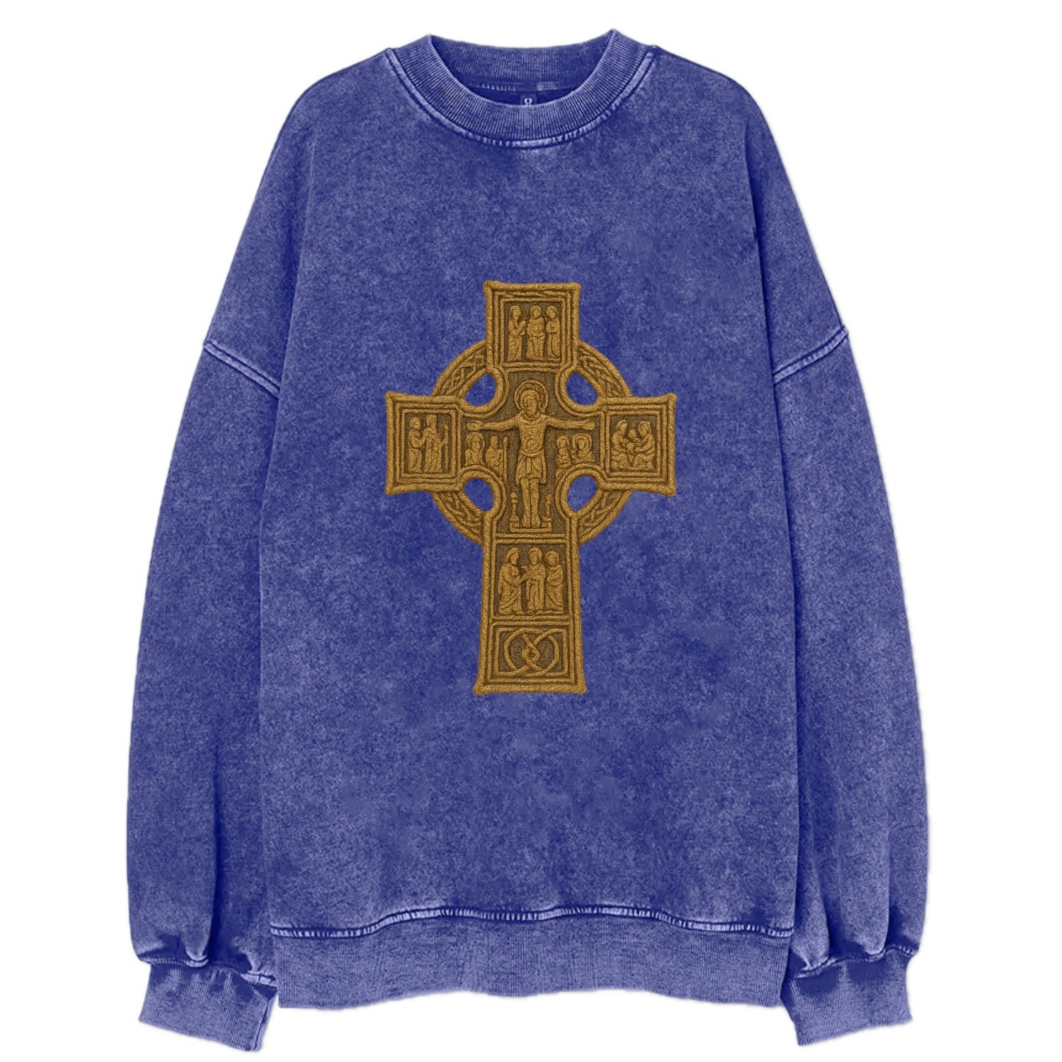 Monasterboice Cross - Vintage Sweatshirt - Blue