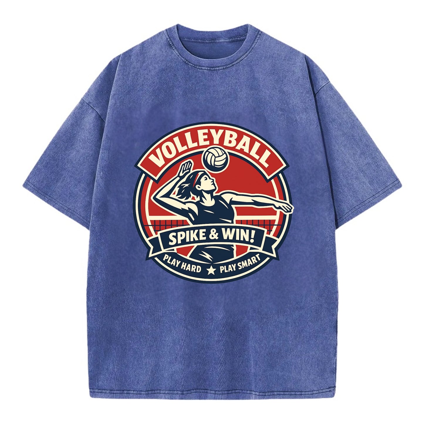 Dynamic Spike Emblem - Vintage T-shirt - Blue