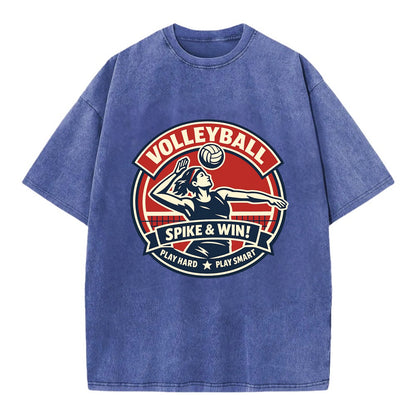 Dynamic Spike Emblem - Vintage T-shirt - Blue