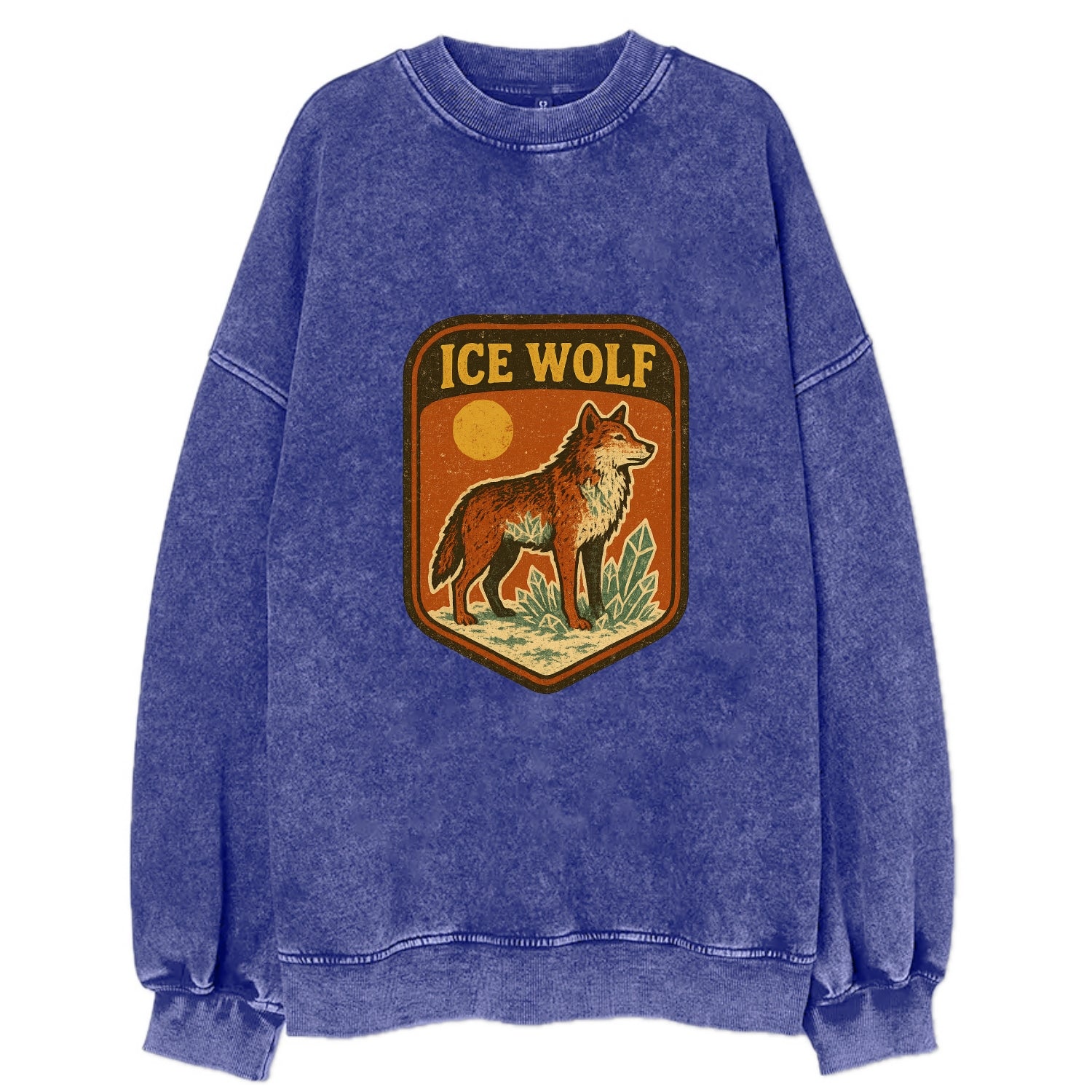 Ice Wolf Crystal  - Vintage Sweatshirt - Blue