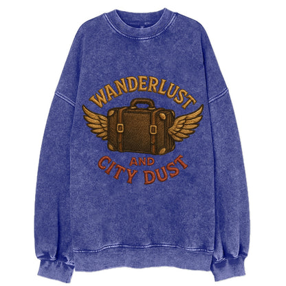 Wanderlust And City Dust  - Vintage Sweatshirt - Blue