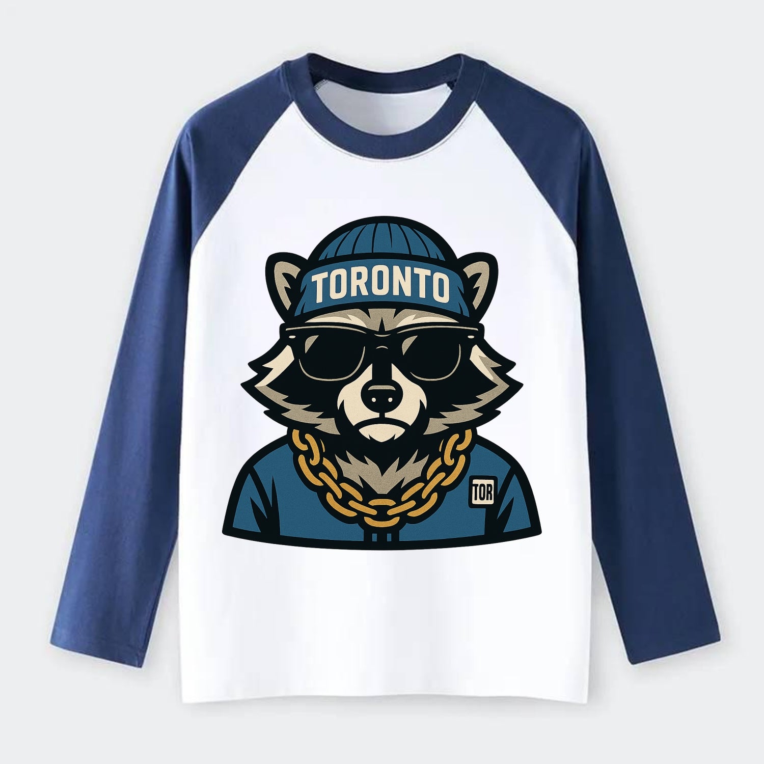 Toronto Raccoon - Raglan Long Sleeve T-Shirt - Blue