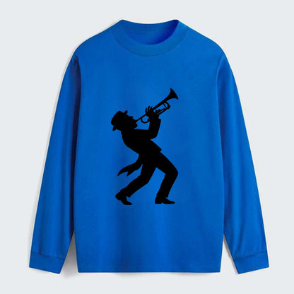 Trumpet player hitting high note - Classic Long Sleeve Shirt - Blue