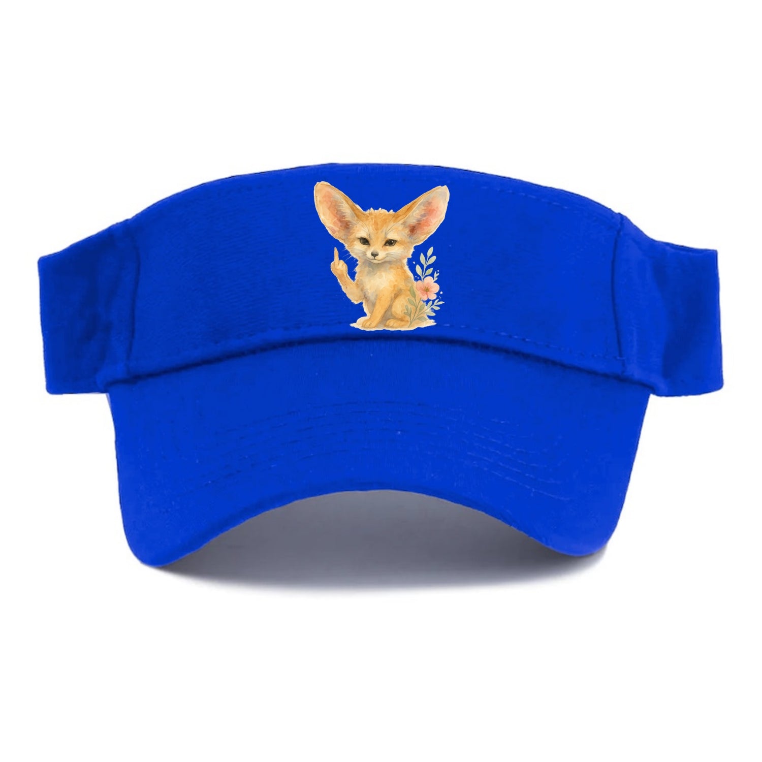 tiny fennec fox with oversized ears, one small paw raised in sass - Visor - Blue