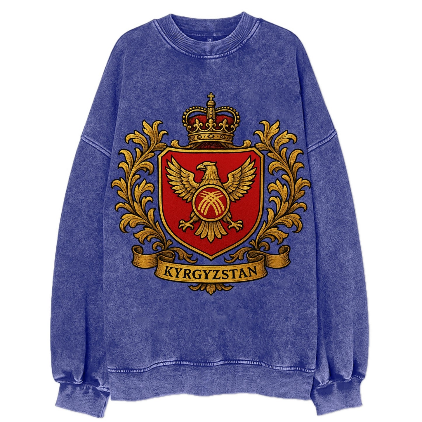 Kyrgyzstan Heritage Badge  - Vintage Sweatshirt - Blue