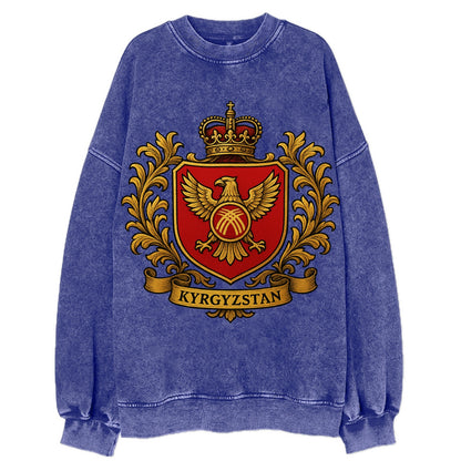 Kyrgyzstan Heritage Badge  - Vintage Sweatshirt - Blue