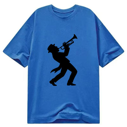 Trumpet player hitting high note - Classic T-shirt - Blue