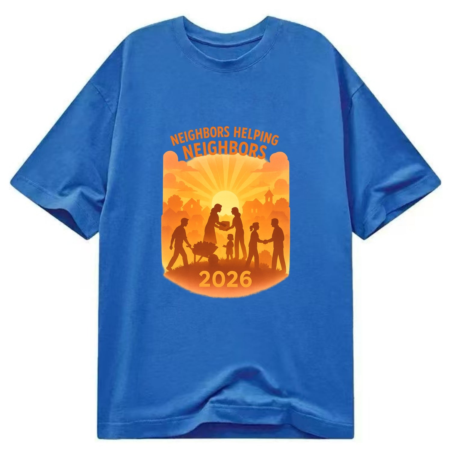 Local communities thriving with shared resources - "Neighbors Helping Neighbors" - Classic T-shirt - Blue