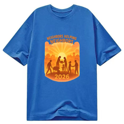Local communities thriving with shared resources - "Neighbors Helping Neighbors" - Classic T-shirt - Blue