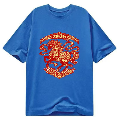 DANCING HORSE | Elegant prancing horse in motion | Graceful curved pose | - Classic T-shirt - Blue