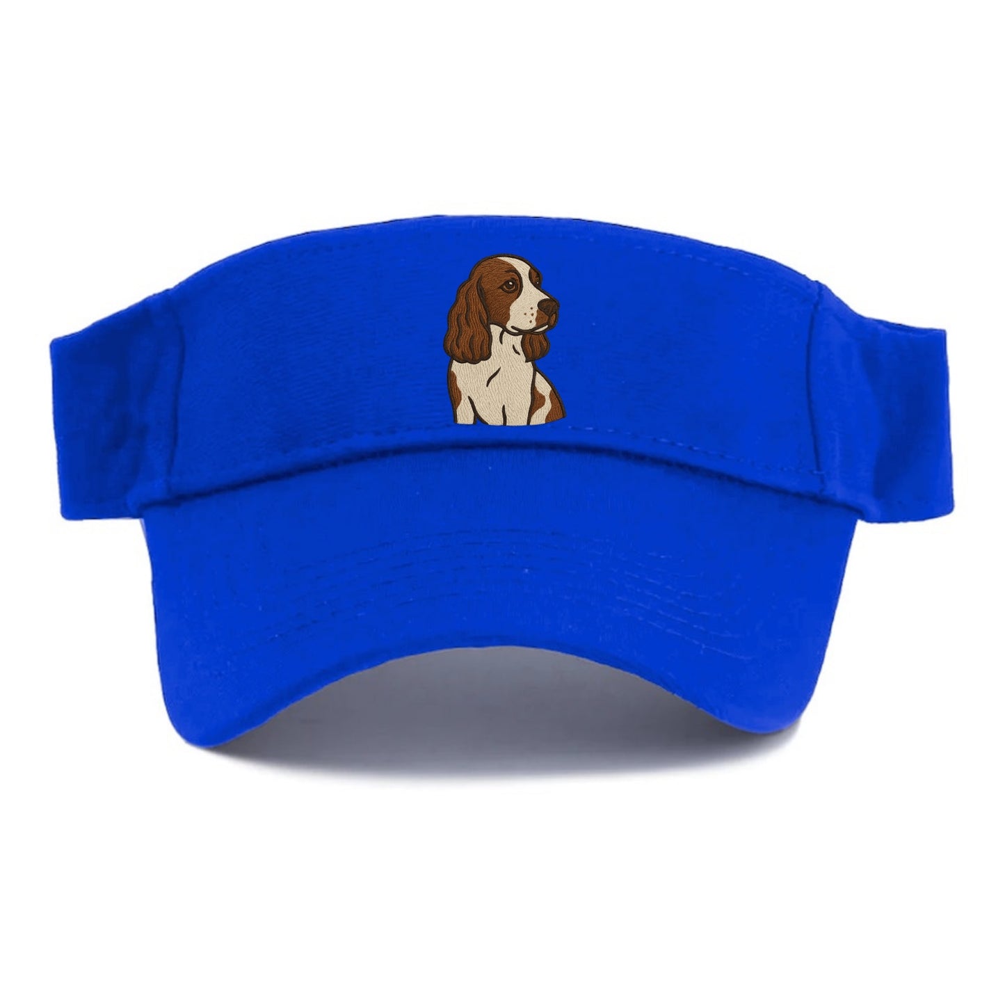 English Cocker Spaniel - Liver and white embroidered design - Visor - Blue