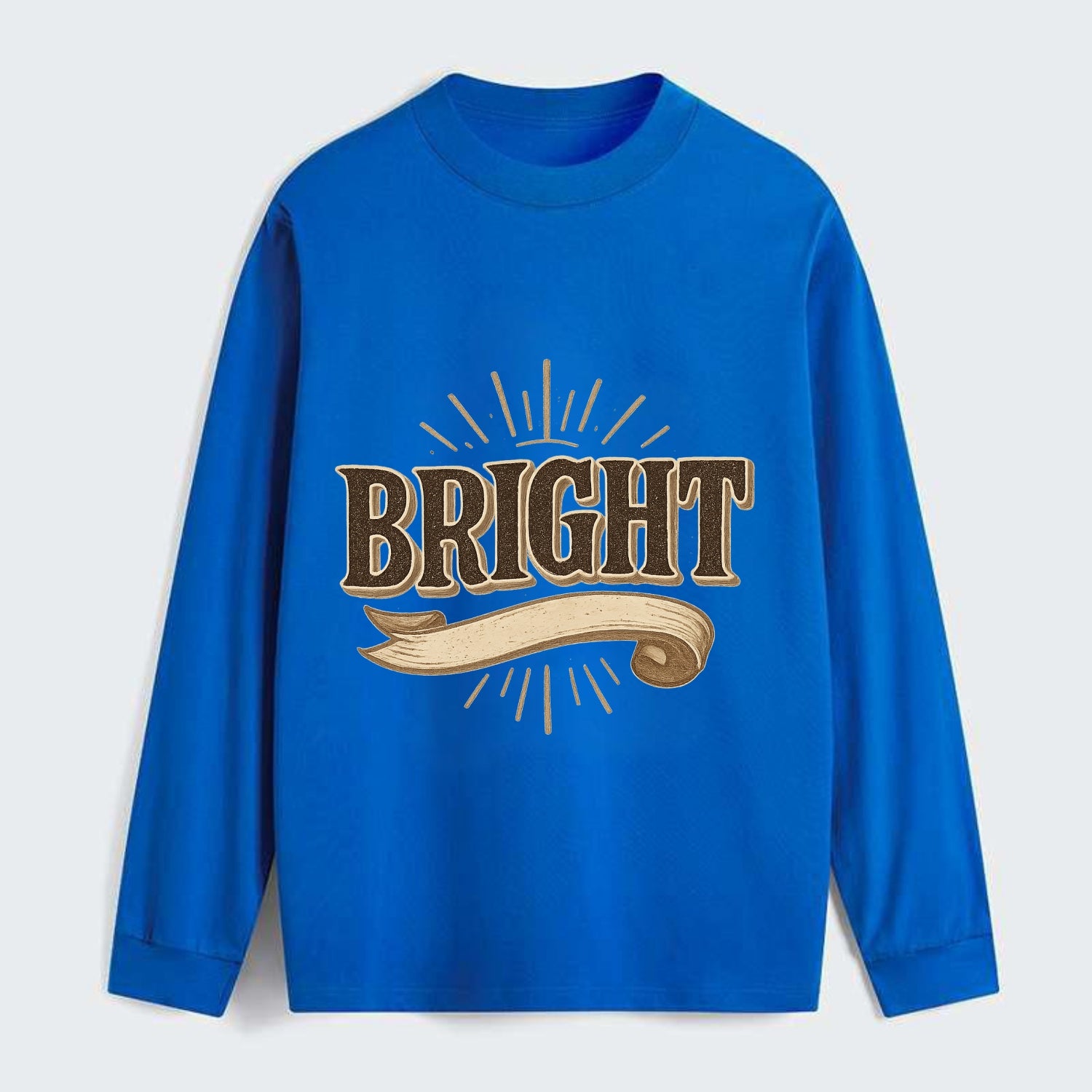 Bold typography design - "BRIGHT" - intelligent, shining - Classic Long Sleeve Shirt - Blue