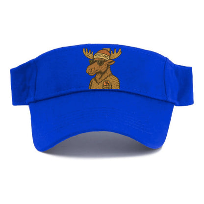 Maine Moose wearing Portland beanie with pom pom and wayfarer sunglasses - Visor - Blue