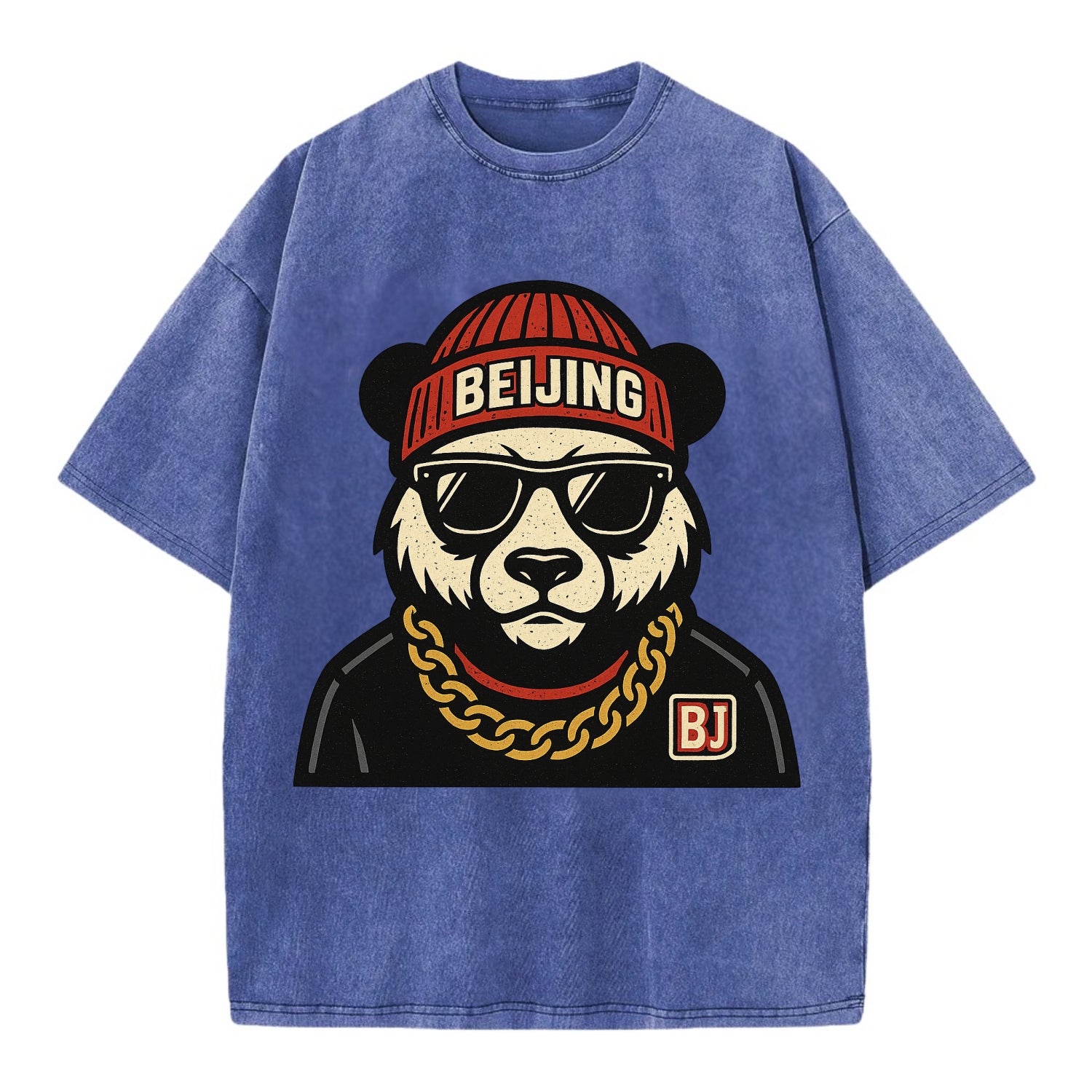 Beijing Panda - Vintage T-shirt - Blue