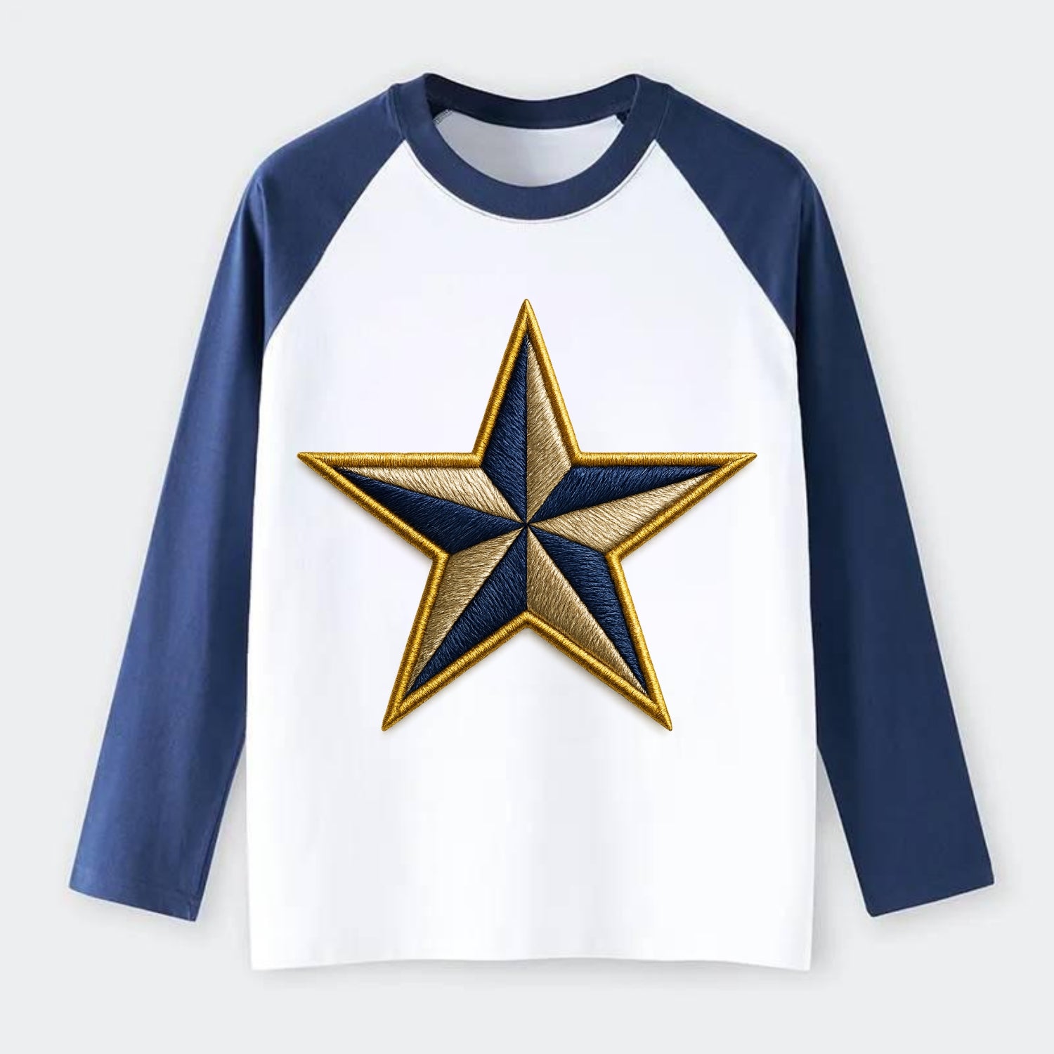 Nautical Star  - Raglan Long Sleeve T-Shirt - Blue