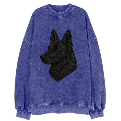 Belgian Sheepdog - Modern black shepherd - Vintage Sweatshirt - Blue