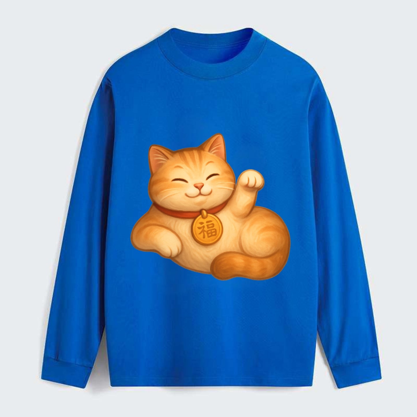 Maneki Neko Pose - Classic Long Sleeve Shirt - Blue