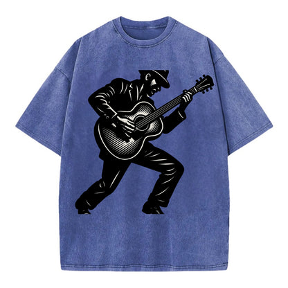 Guitarist playing acoustic guitar - Vintage T-shirt - Blue