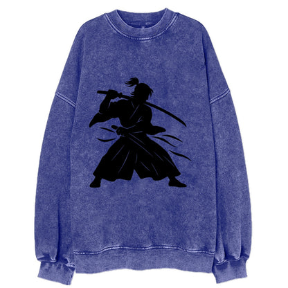 Japanese samurai sword draw - Vintage Sweatshirt - Blue