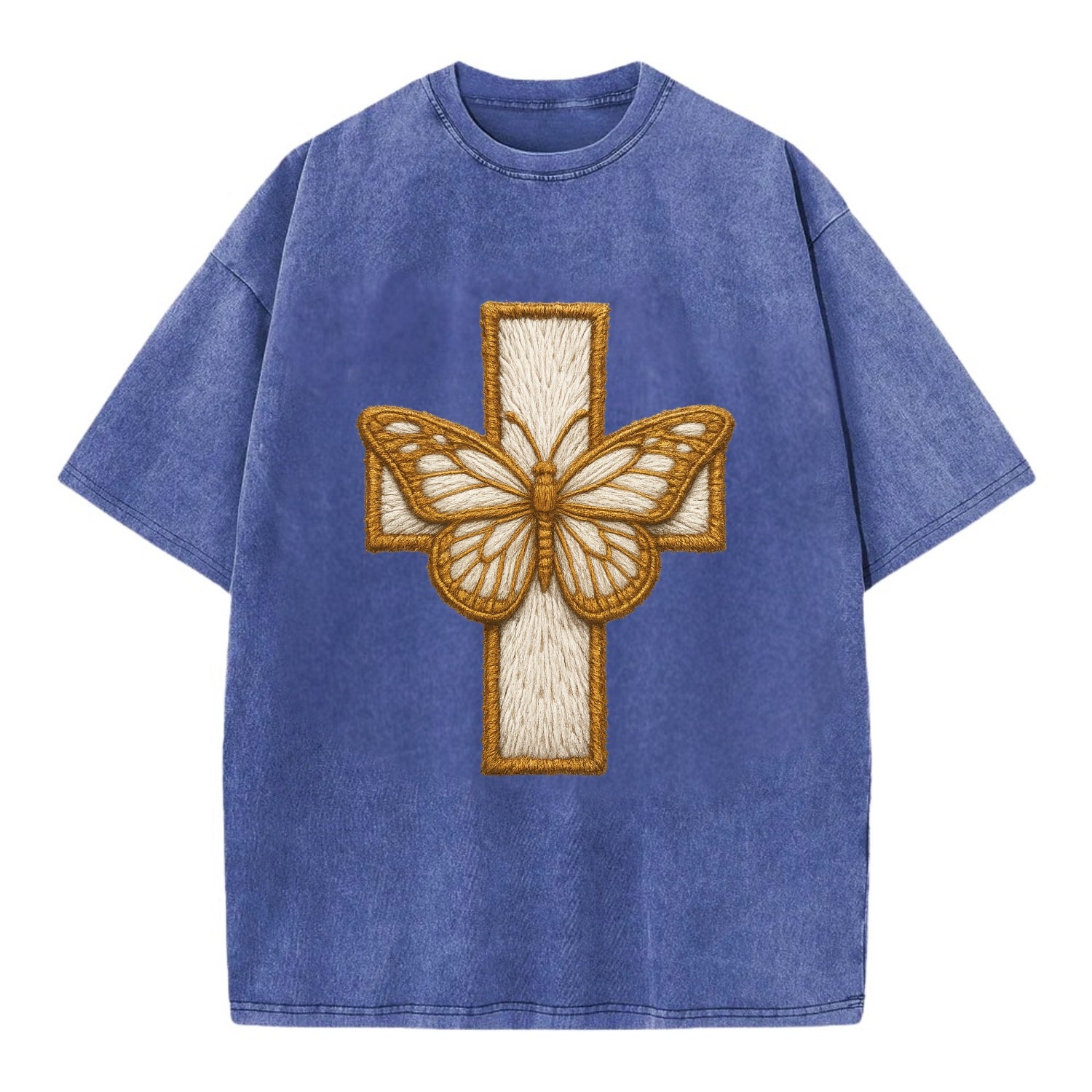 Resurrection Cross  - Vintage T-shirt - Blue
