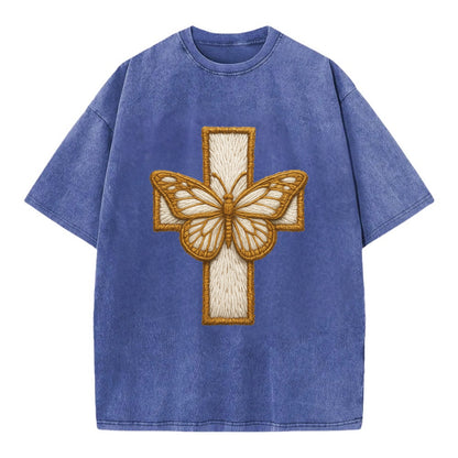 Resurrection Cross  - Vintage T-shirt - Blue