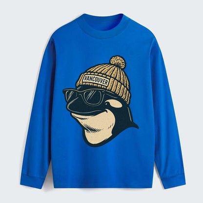Vancouver Orca wearing Vancouver beanie - Classic Long Sleeve Shirt - Blue