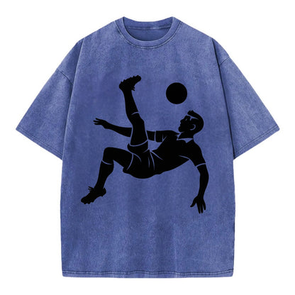Soccer player doing a bicycle kick - Vintage T-shirt - Blue