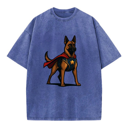 Belgian Malinois Guardian Hero  - Vintage T-shirt - Blue