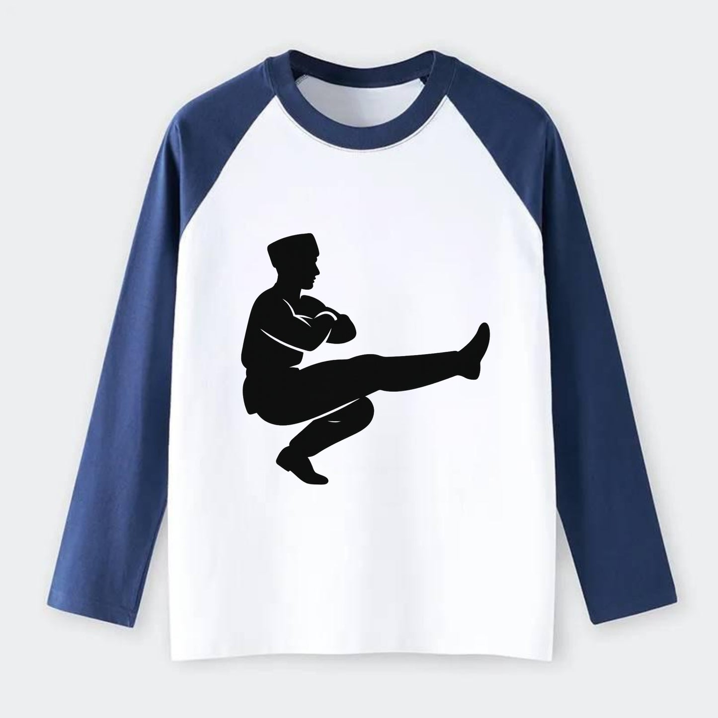 Russian Cossack dancer squat kick - Raglan Long Sleeve T-Shirt - Blue