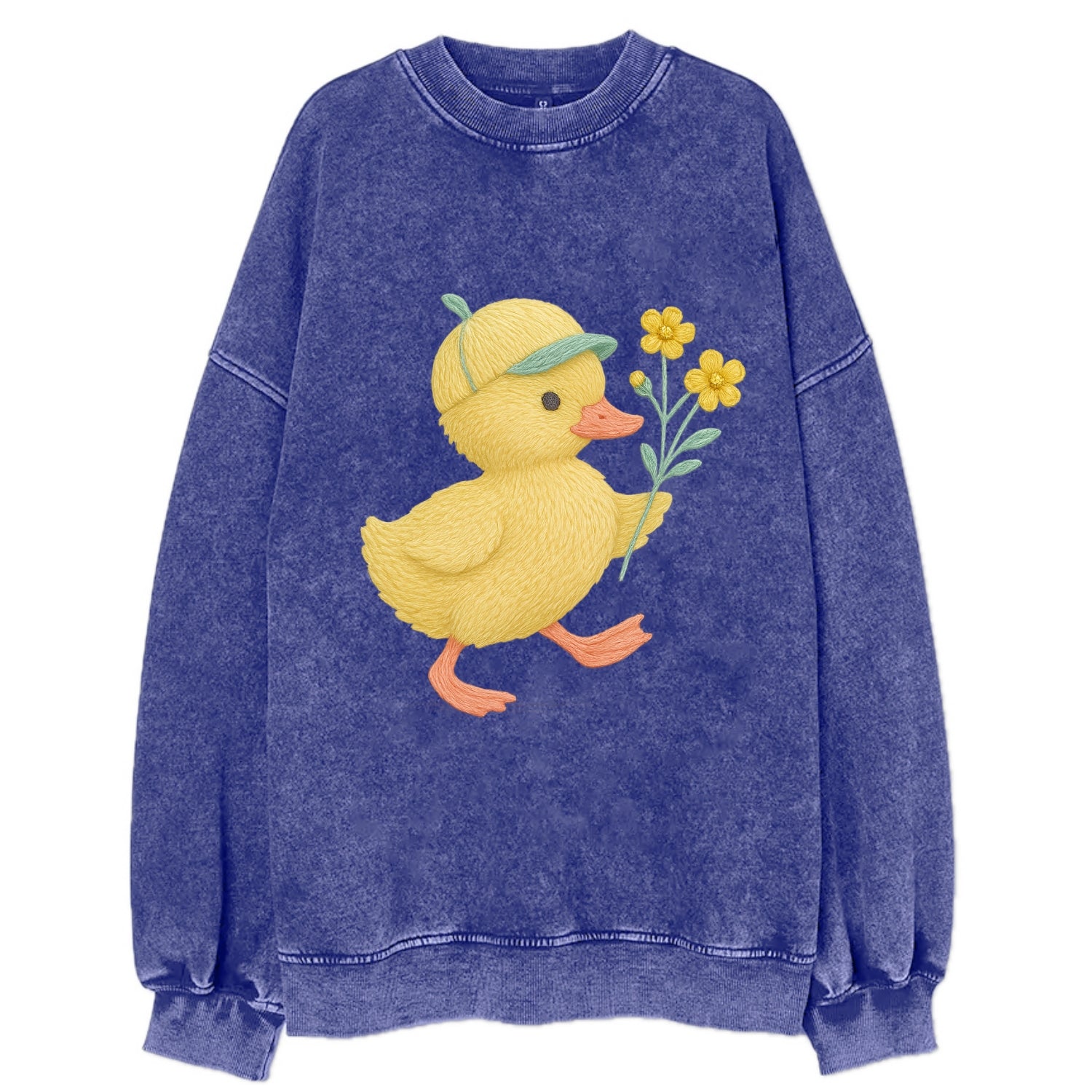 Yellow Duckling - Vintage Sweatshirt - Blue