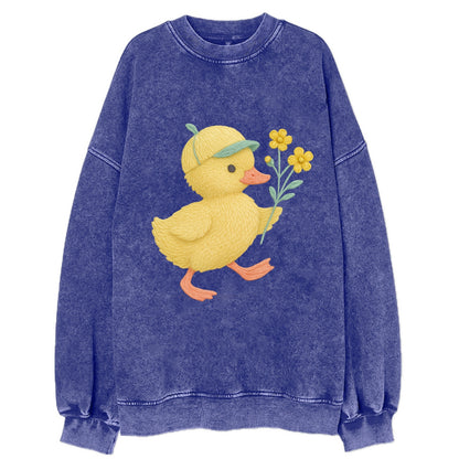 Yellow Duckling - Vintage Sweatshirt - Blue