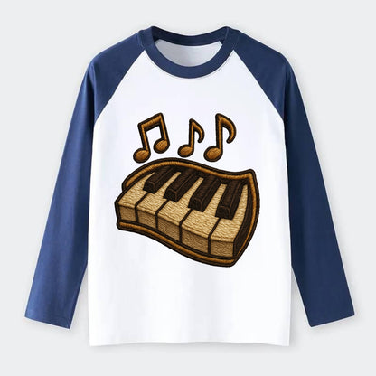 Piano Keys  - Raglan Long Sleeve T-Shirt - Blue