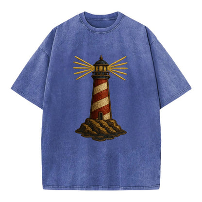 Lighthouse  - Vintage T-shirt - Blue