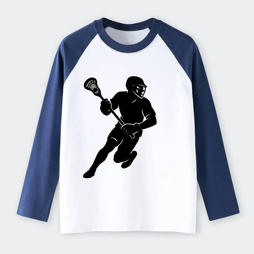 Lacrosse player cradling stick - Raglan Long Sleeve T-Shirt