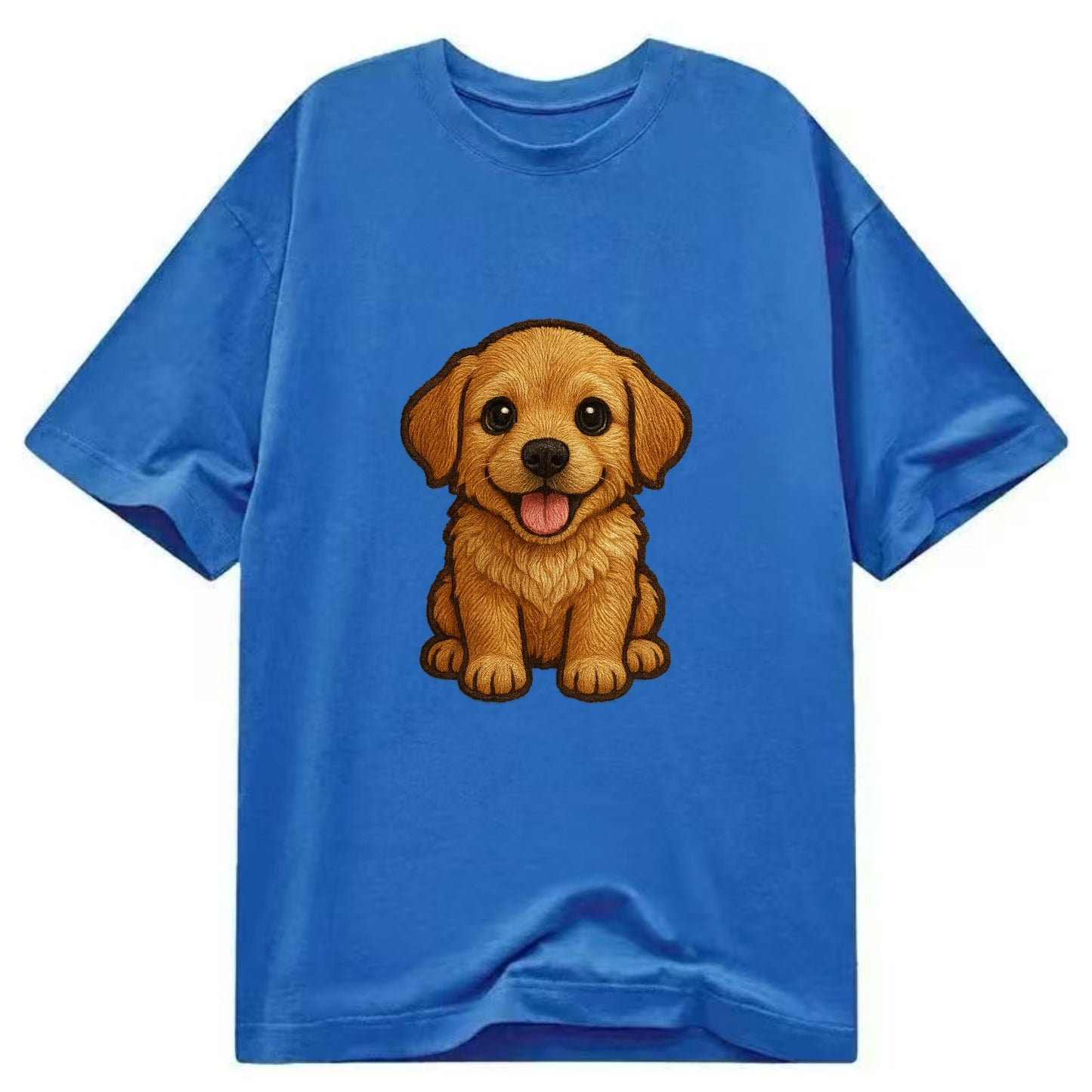 Baby Golden Retriever Puppy - fluffy golden fur, big brown eyes, pink tongue, - Classic T-shirt - Blue
