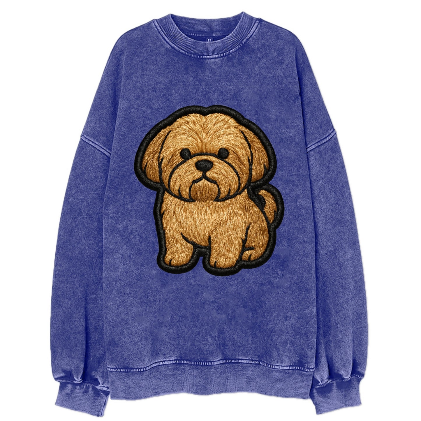 Shih Tzu - Minimalist fluffy design with - Vintage Sweatshirt - Blue