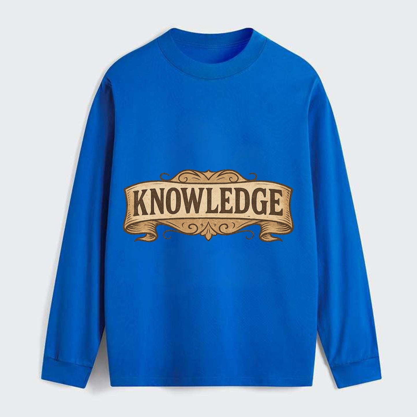 Bold typography design - "KNOWLEDGE" - learning, understanding - Classic Long Sleeve Shirt - Blue
