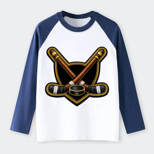 HOCKEY CROSSED STICKS - ice hockey sticks - Raglan Long Sleeve T-Shirt