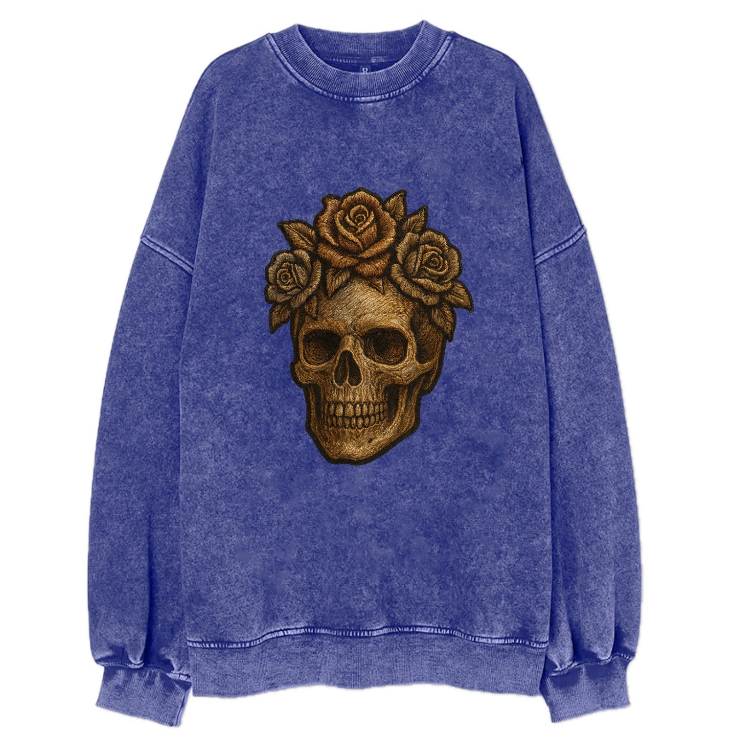 Skull and Roses  - Vintage Sweatshirt - Blue
