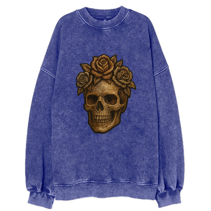 Skull and Roses  - Vintage Sweatshirt - Blue