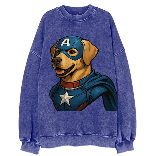 Labrador Patriotic Hero  - Vintage Sweatshirt - Blue
