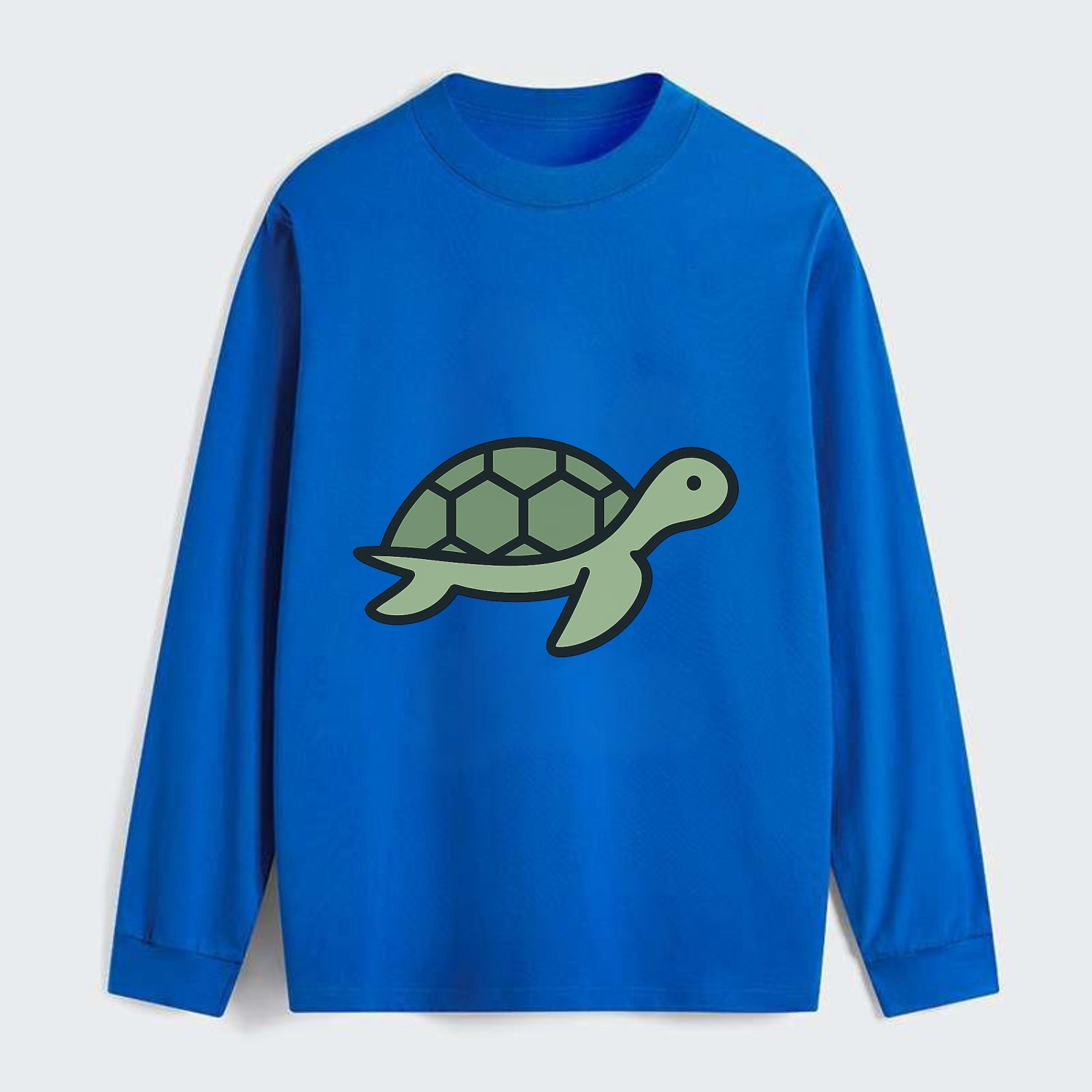 Sea Turtle - Green with shell pattern flat side profile - Classic Long Sleeve Shirt - Blue