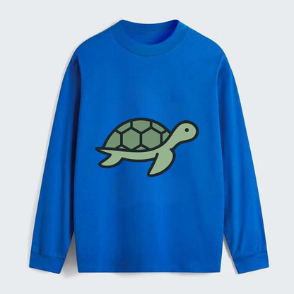 Sea Turtle - Green with shell pattern flat side profile - Classic Long Sleeve Shirt - Blue